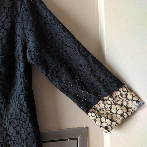 Velvet by graham spencer black lace look w/beige M - Picture 5 of 11